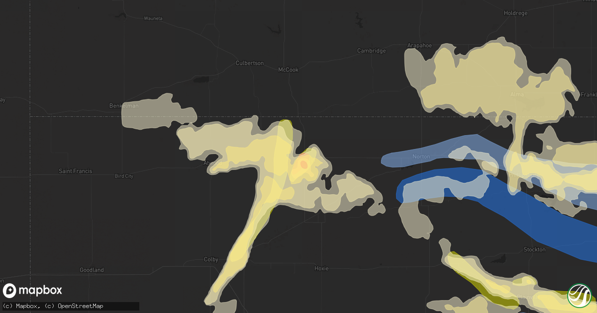 Hail map in Oberlin, KS on May 9, 2023