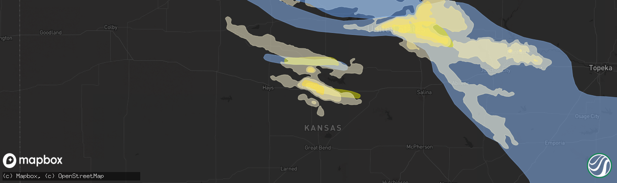 Hail map in Russell, KS on May 9, 2023
