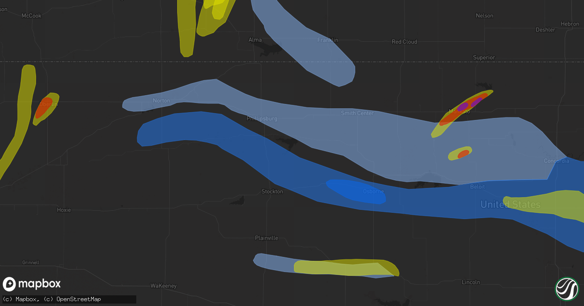 Hail map in Smith Center, KS on May 9, 2023
