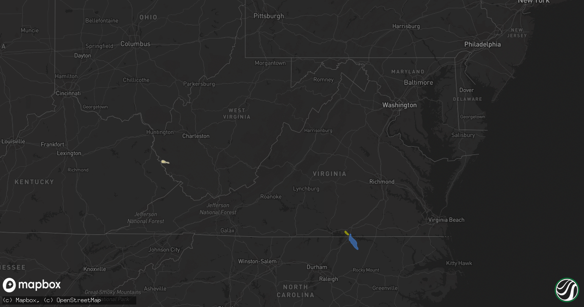 Hail map in Virginia on May 9, 2023