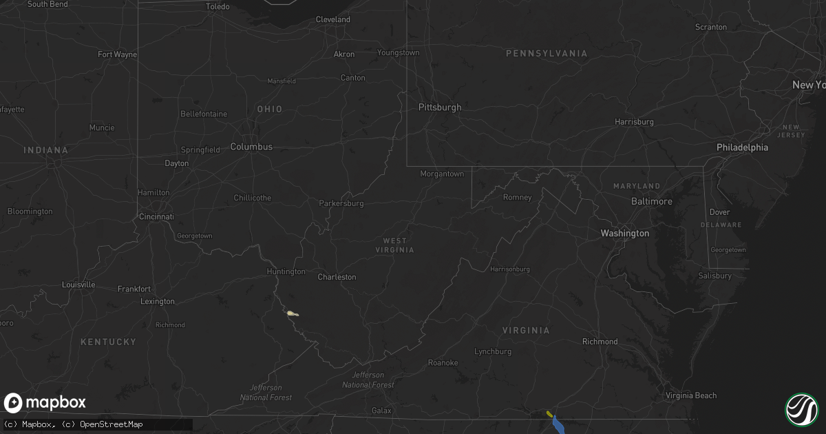 Hail map in West Virginia on May 9, 2023