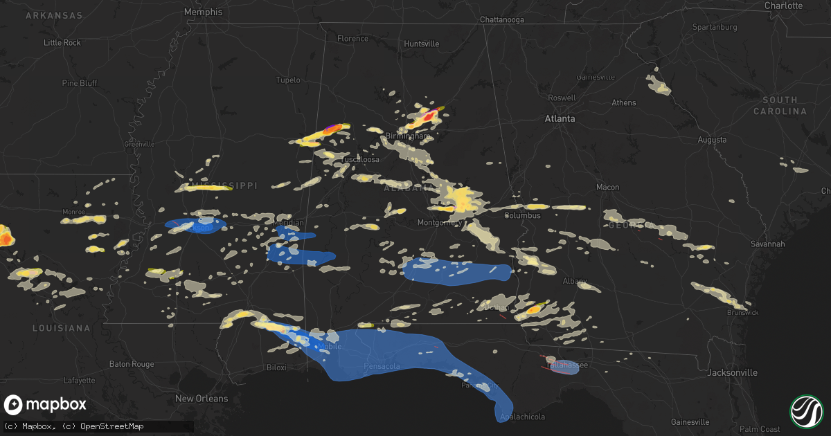 Hail map in Alabama on May 9, 2024