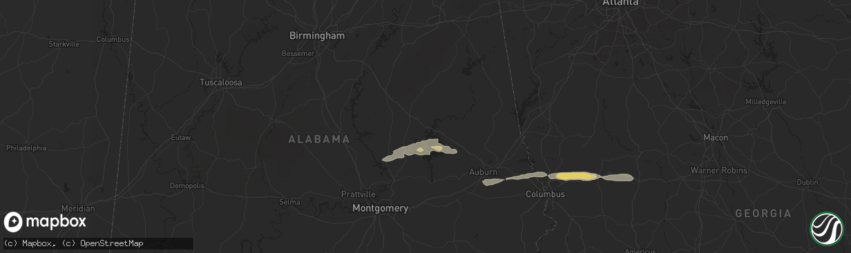 Hail map in Alexander City, AL on May 9, 2024