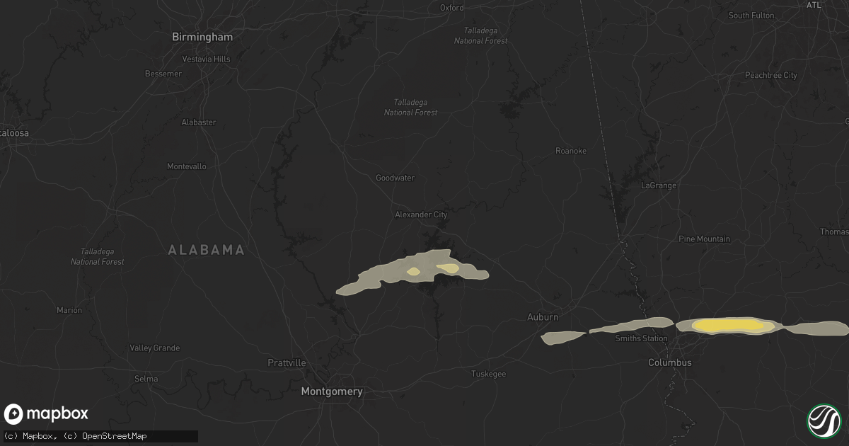 Hail map in Alexander City, AL on May 9, 2024