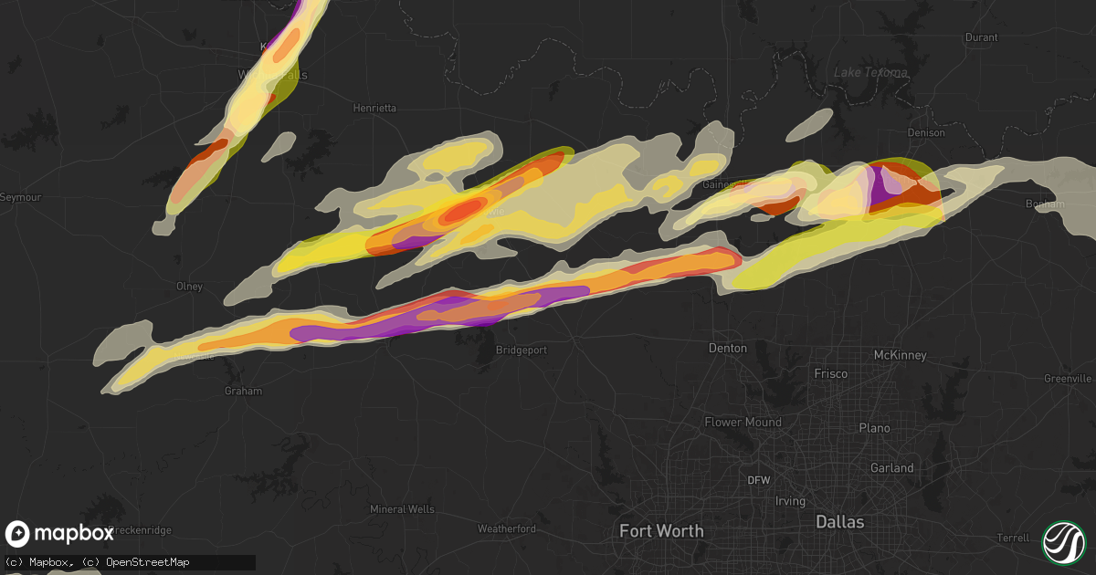 Hail map in Alvord, TX on May 9, 2024