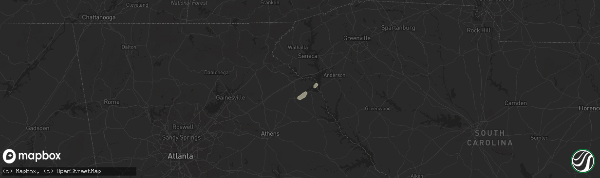 Hail map in Bowersville, GA on May 9, 2024
