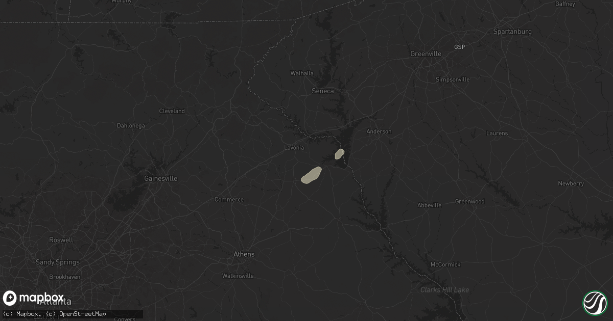 Hail map in Bowersville, GA on May 9, 2024
