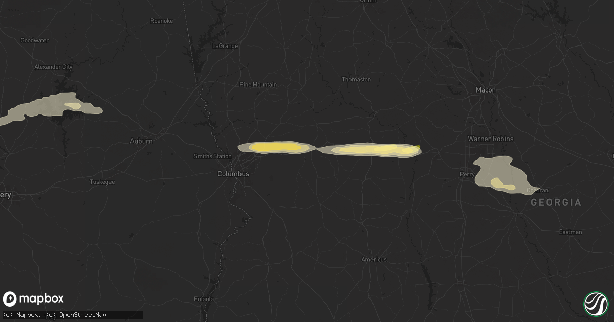 Hail map in Box Springs, GA on May 9, 2024