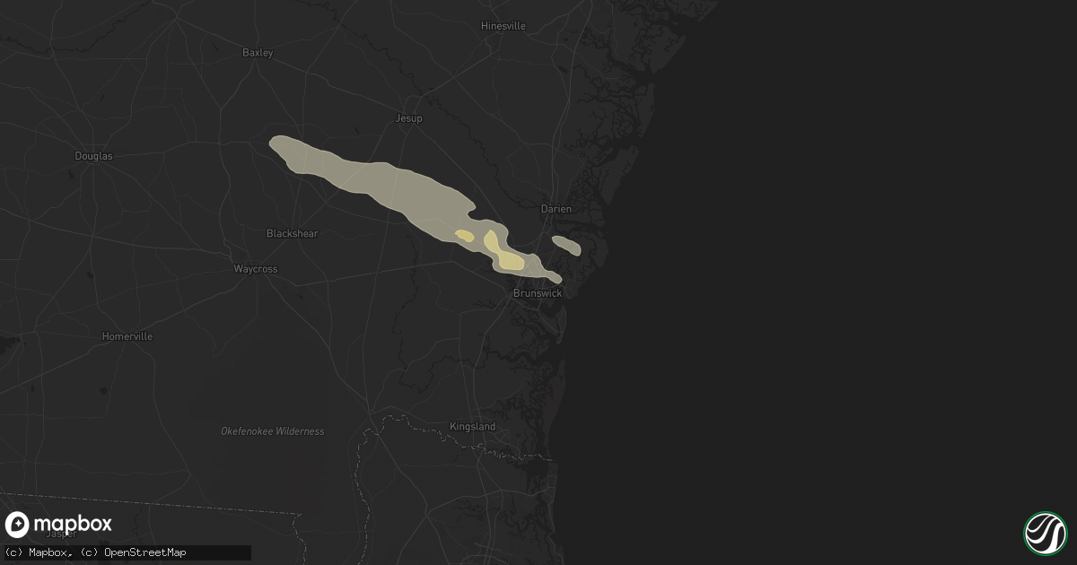 Hail map in Brunswick, GA on May 9, 2024