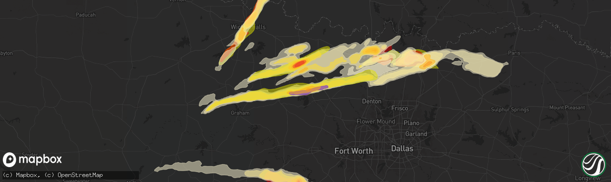 Hail map in Chico, TX on May 9, 2024