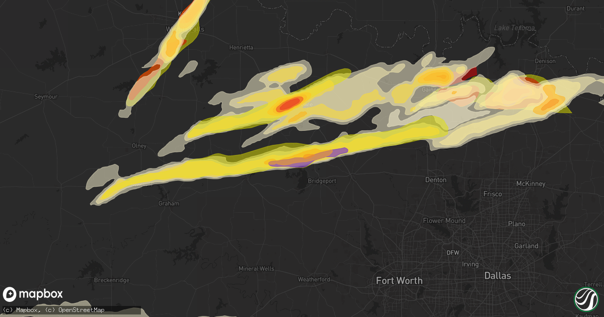 Hail map in Chico, TX on May 9, 2024