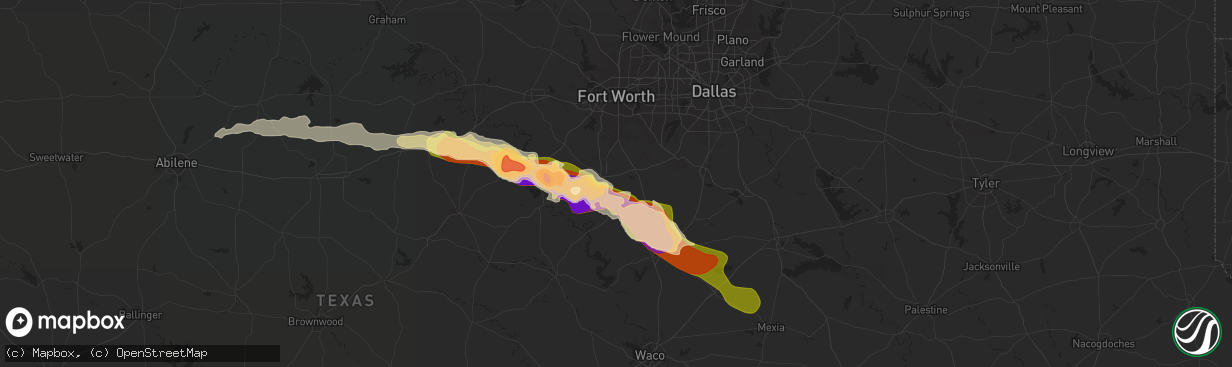 Hail map in Cleburne, TX on May 9, 2024