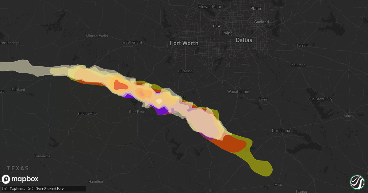 Hail map in Cleburne, TX on May 9, 2024