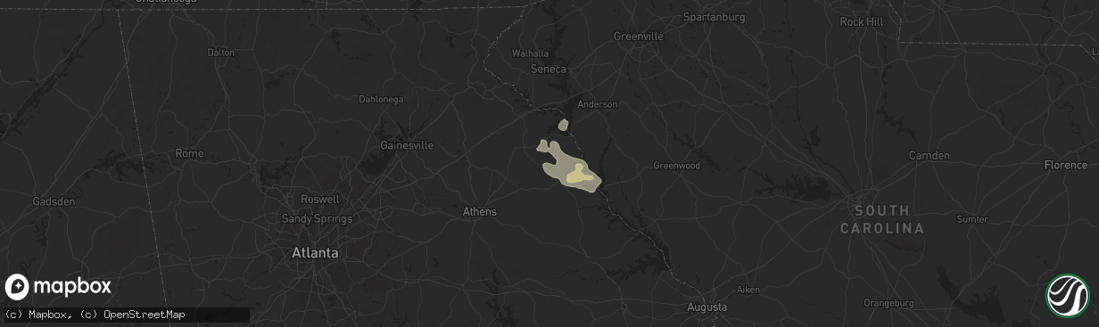 Hail map in Dewy Rose, GA on May 9, 2024