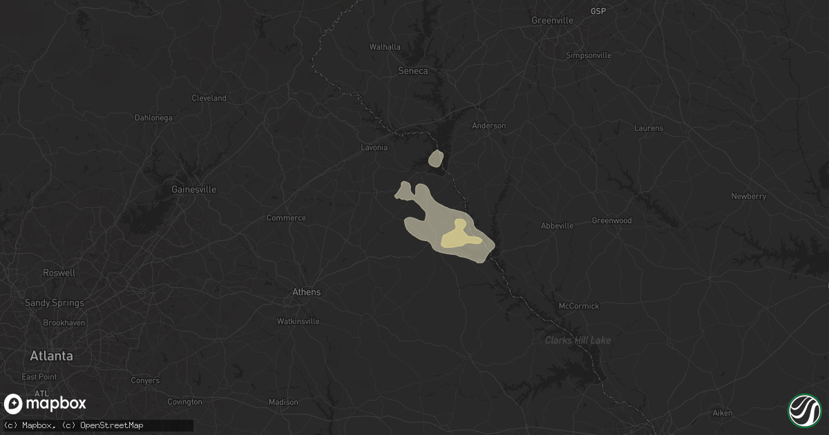 Hail map in Dewy Rose, GA on May 9, 2024