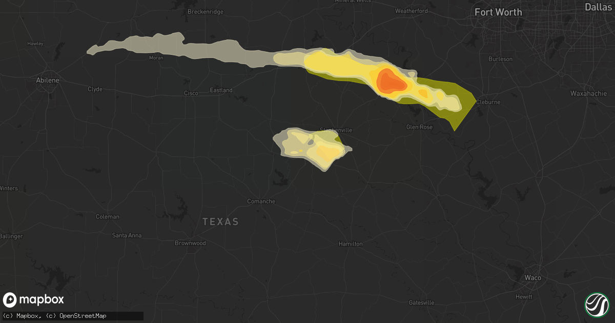Hail map in Dublin, TX on May 9, 2024