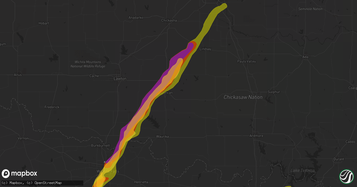Hail map in Duncan, OK on May 9, 2024