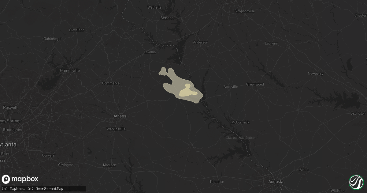 Hail map in Elberton, GA on May 9, 2024