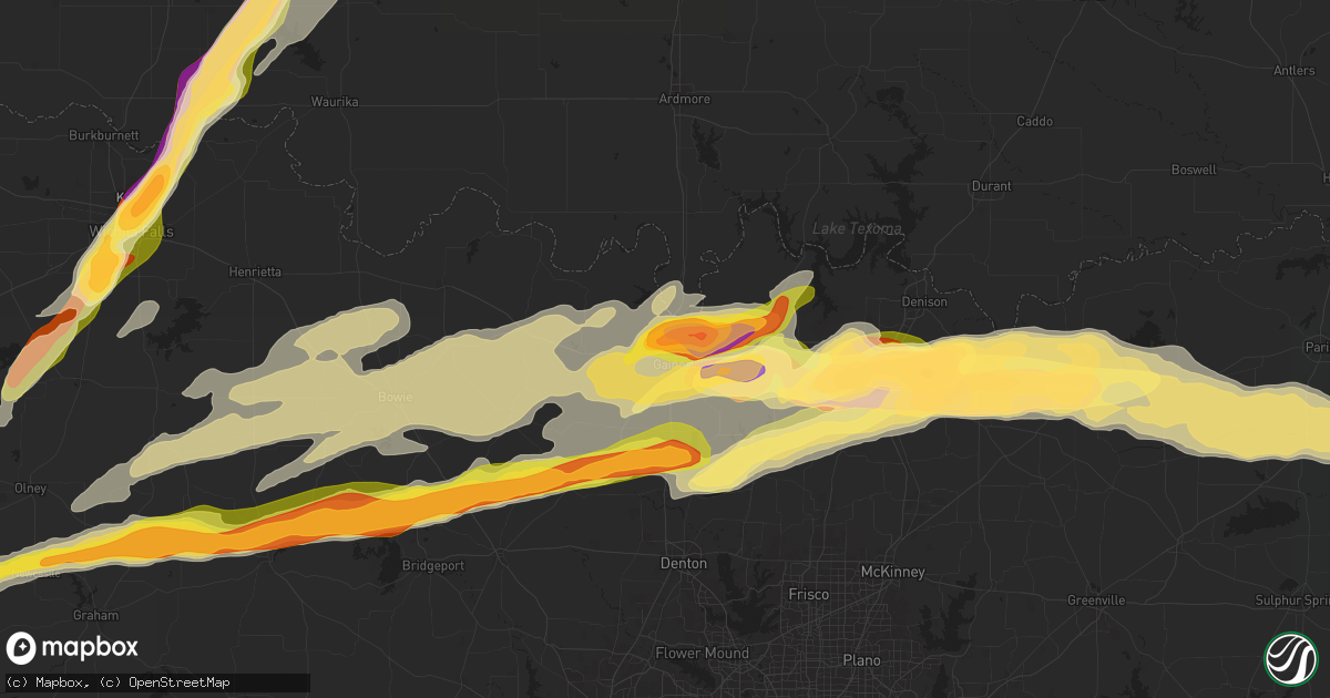 Hail map in Gainesville, TX on May 9, 2024