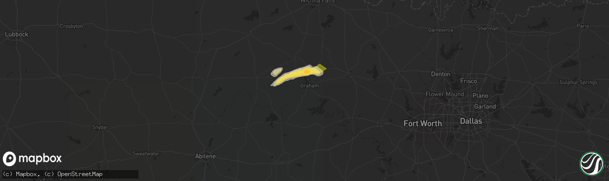 Hail map in Graham, TX on May 9, 2024