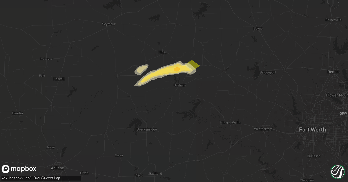 Hail map in Graham, TX on May 9, 2024