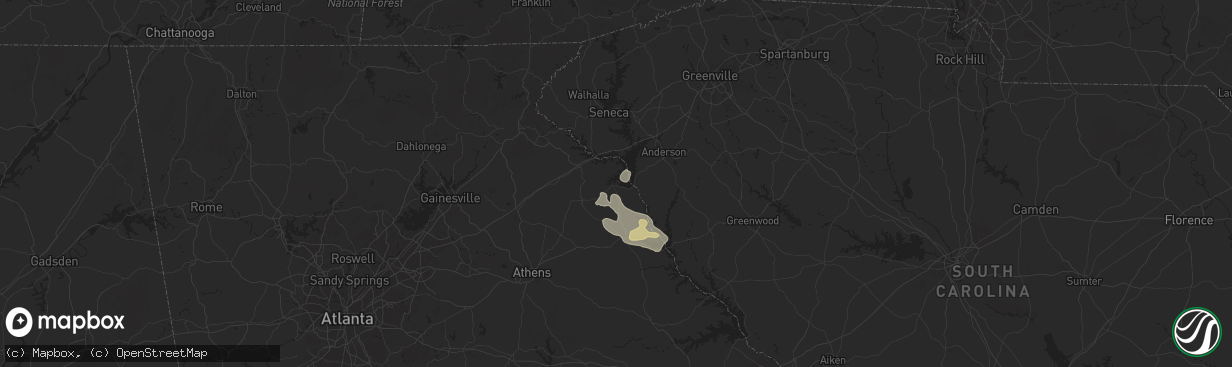 Hail map in Hartwell, GA on May 9, 2024