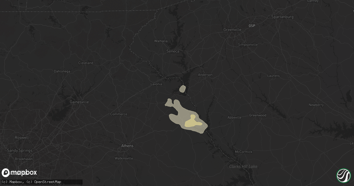 Hail map in Hartwell, GA on May 9, 2024