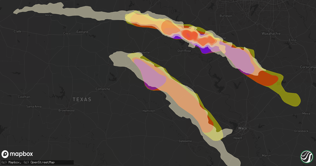 Hail map in Hico, TX on May 9, 2024