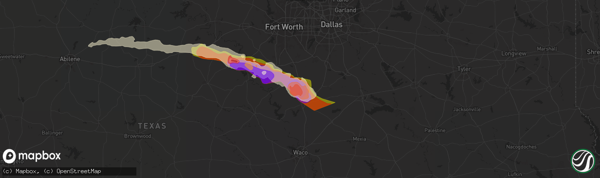 Hail map in Itasca, TX on May 9, 2024