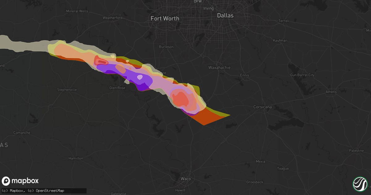 Hail map in Itasca, TX on May 9, 2024