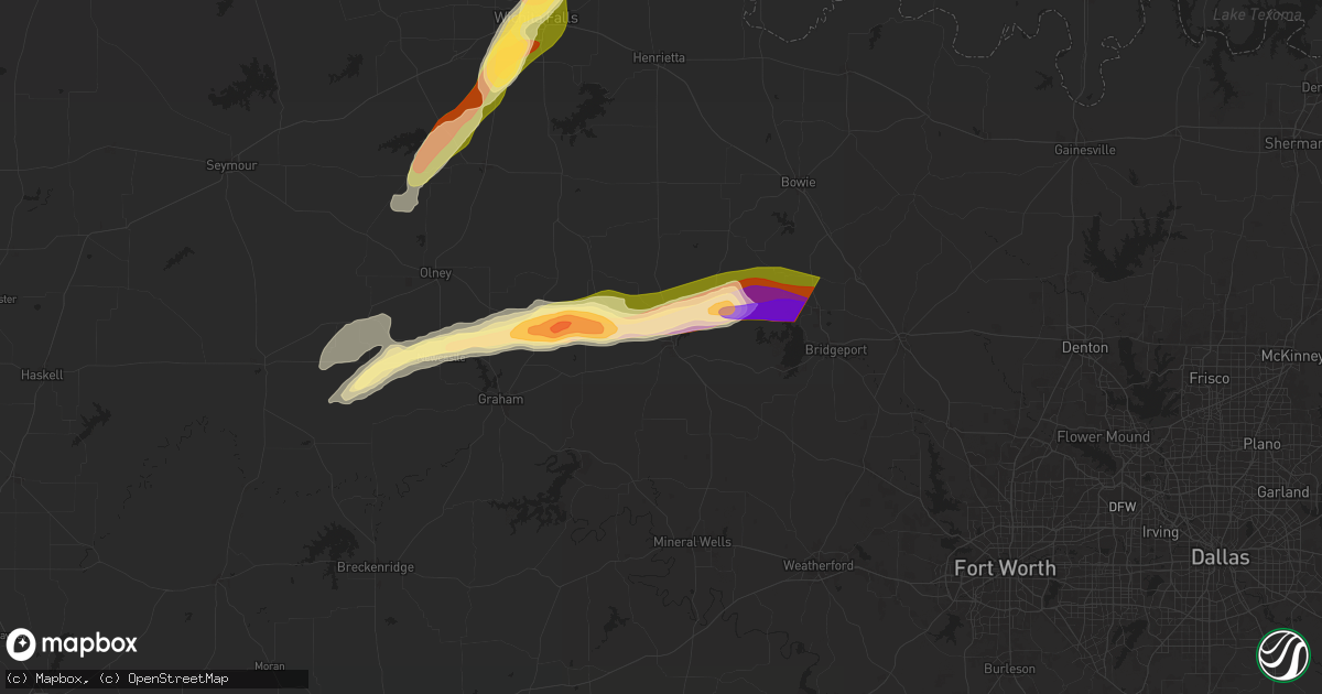 Hail map in Jacksboro, TX on May 9, 2024