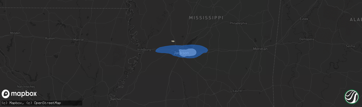 Hail map in Jackson, MS on May 9, 2024