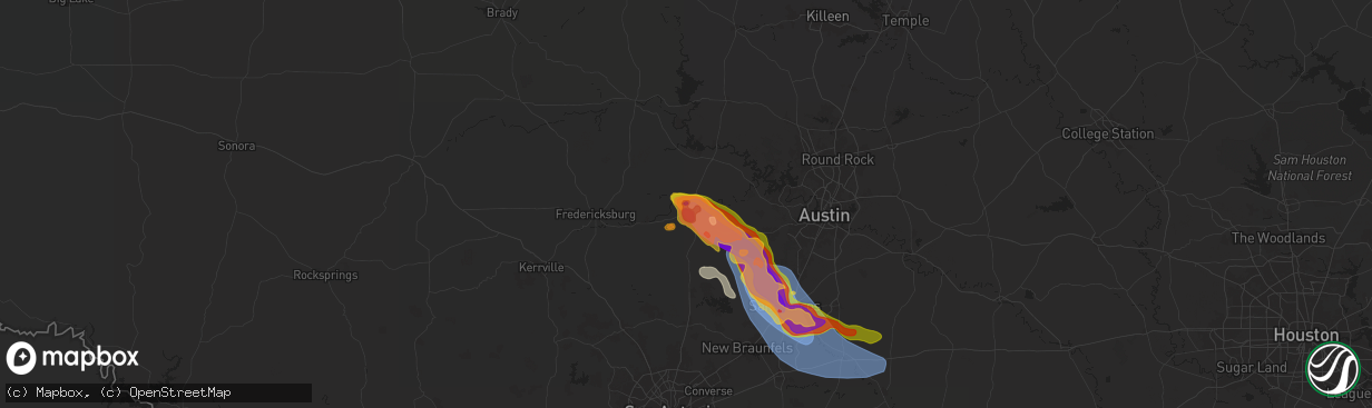 Hail map in Johnson City, TX on May 9, 2024