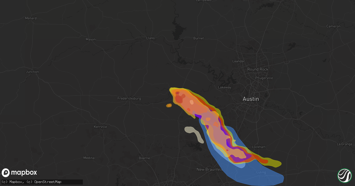 Hail map in Johnson City, TX on May 9, 2024