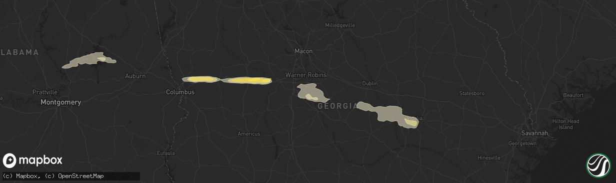 Hail map in Kathleen, GA on May 9, 2024