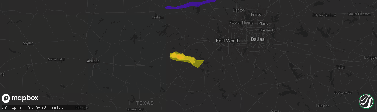 Hail map in Lipan, TX on May 9, 2024