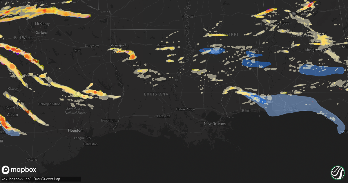 Hail map in Louisiana on May 9, 2024
