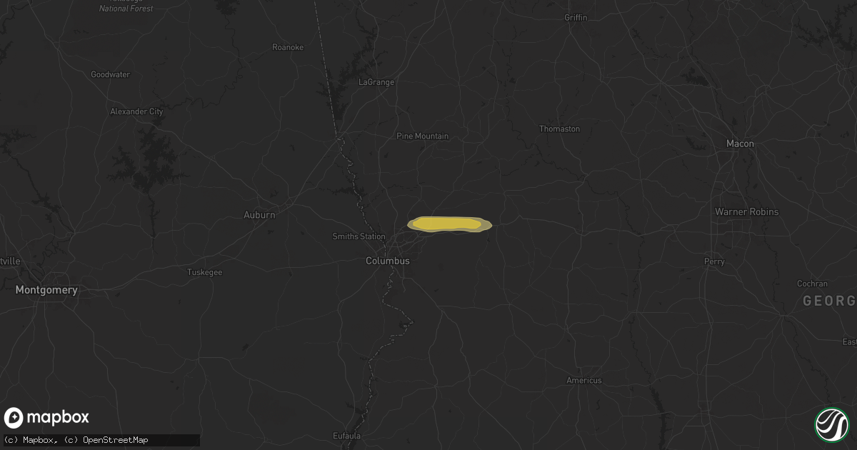 Hail map in Midland, GA on May 9, 2024