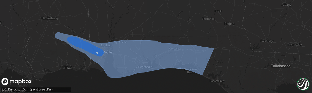 Hail map in Milton, FL on May 9, 2024