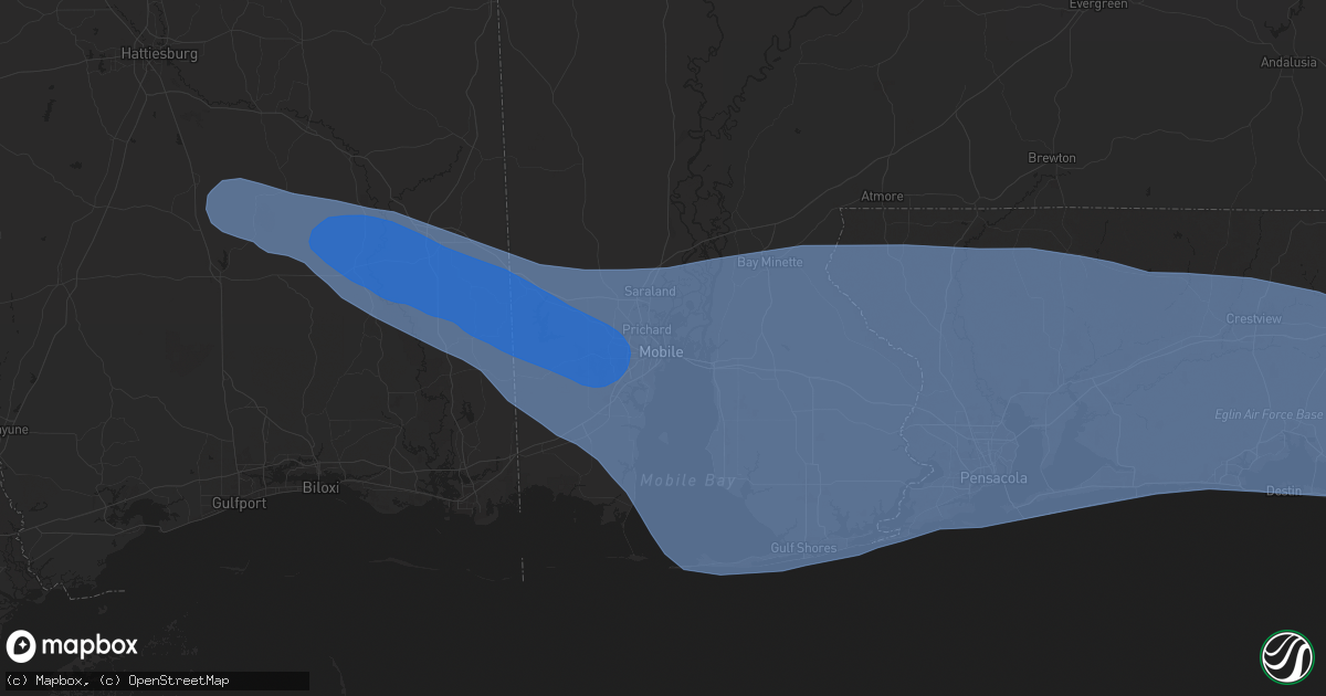 Hail map in Mobile, AL on May 9, 2024