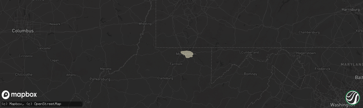 Hail map in Morgantown, WV on May 9, 2024
