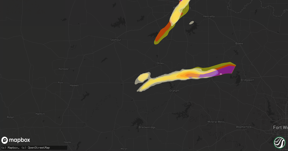 Hail map in Newcastle, TX on May 9, 2024