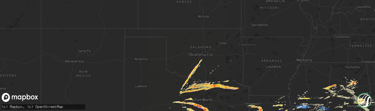 Hail map in Oklahoma on May 9, 2024