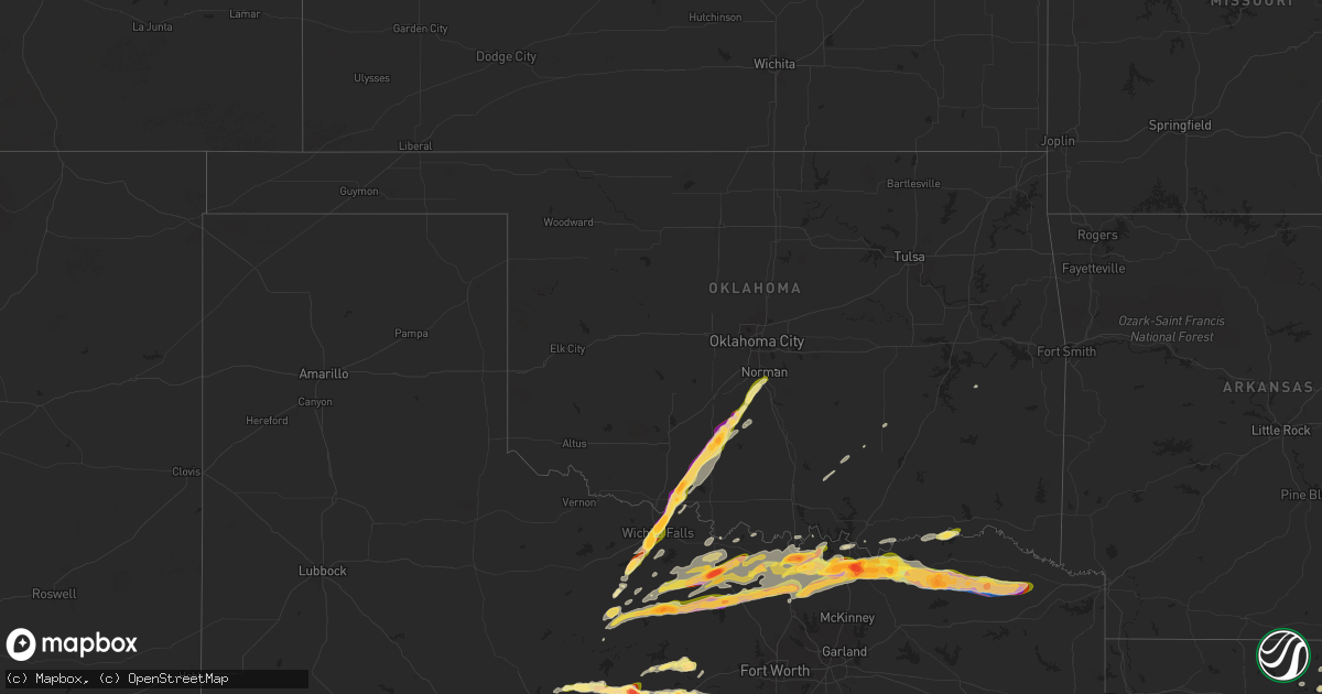 Hail map in Oklahoma on May 9, 2024