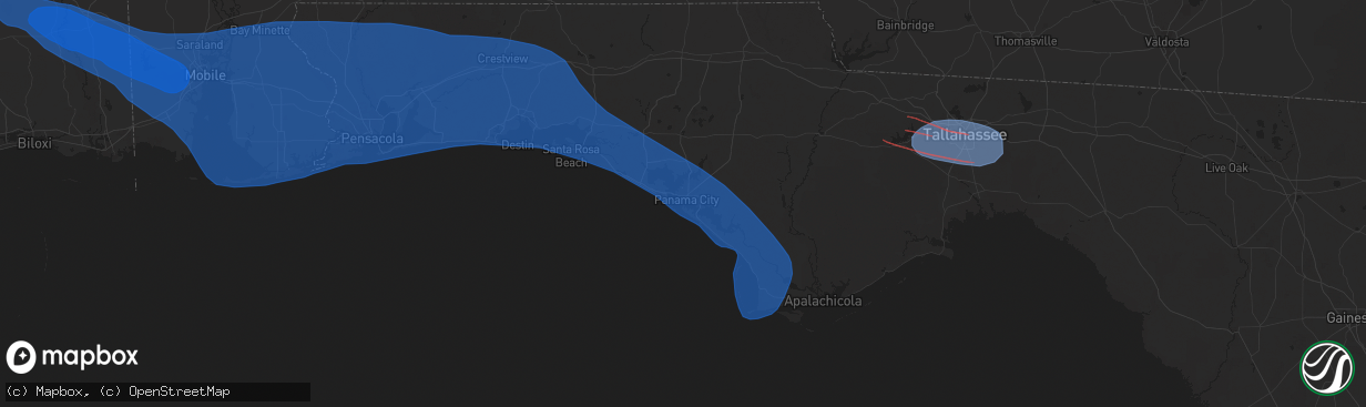 Hail map in Panama City, FL on May 9, 2024