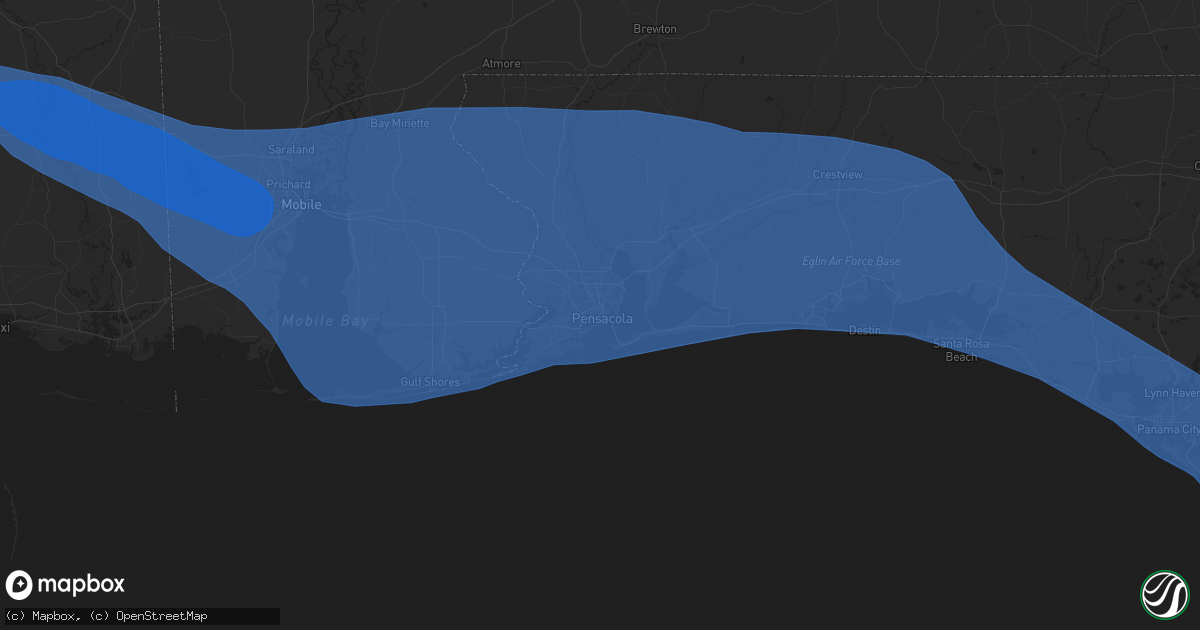 Hail map in Pensacola, FL on May 9, 2024