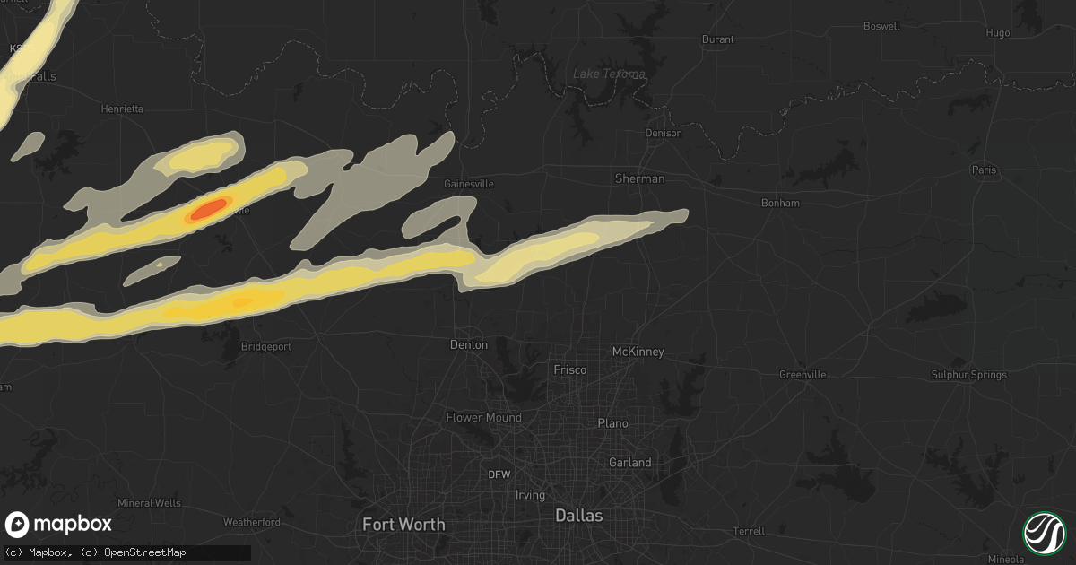 Hail map in Pilot Point, TX on May 9, 2024