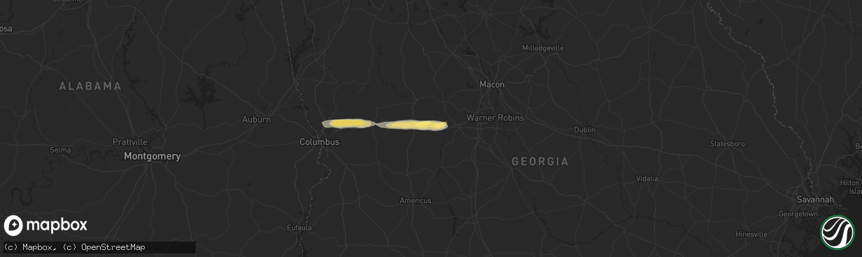 Hail map in Reynolds, GA on May 9, 2024
