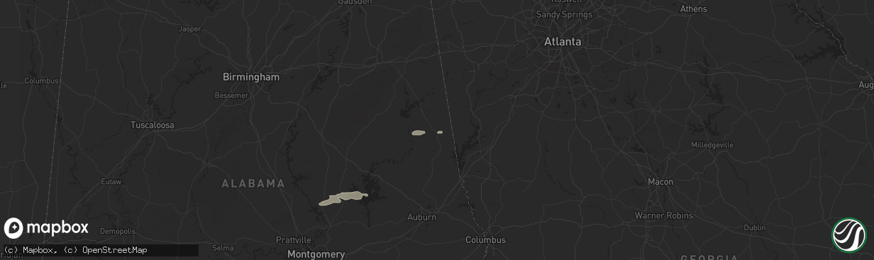 Hail map in Roanoke, AL on May 9, 2024