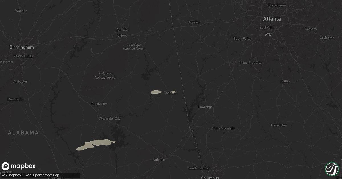 Hail map in Roanoke, AL on May 9, 2024